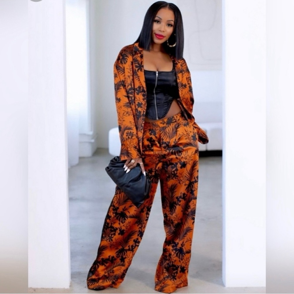 🌴SALE LIM ED SATIN TROPICAL 2PC SET - Picture 10 of 13